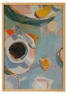 Abstract Coffee and Citrus Still Life Print – Modern Colorful Wall Art