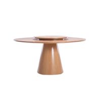 طاولة طعام تميمة بسطح دوّار بقشرة بلوط وتفاصيل أكريليك