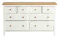 Dresser / Chest of 8 Drawers - Beech Wood & Oak Veneer