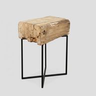 Som Side table Reclaimed Wood With Rusted Metal Legs
