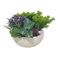 Beige Decorative Pot with Artificial Plants & Flowers