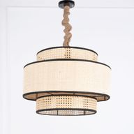 Cane & Wicker Chandelier - Black