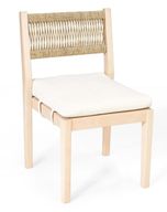 كرسي طعام صوفي – إطار خشبي طبيعي مع مسند ظهر منسوج