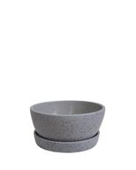 Grey Terrazzo Decorative Plant Pot with Plate - 25 cm