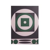 لوحة كيوبيزم من الكانفا بتصميم هندسي تجريدي – ألوان الفحم والخزامى والأخضر