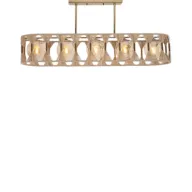 Large Gold Jute & Glass Pendant Lamp TA_BU_010