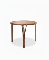 Breakfast Round Dining Table in Natural Walnut Veneer