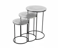 Trible Set Hammered Aluminum Tables - Round Design