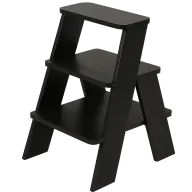 Black 3-Step Counter Wood Stool