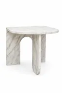 White Marble Side Table - Elegant Calacatta Veins
