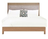Flora Pattern Upholstered Headboard and Wooden Bed