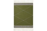 Olive Minimal Handmade Wool Kilim Rug