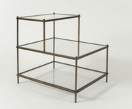 Merga Side Table AG1002 - Shelves - Glass Tops - Metal Legs