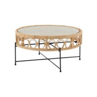 Bamboo & Metal Coffee Table With Handwoven Details