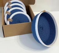 Handmade Woven Blue Coasters set & woven bowl ( 4 coasters )