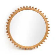 Kholkhal Boho Chic Round Mirror With Wooden Beaded Frame