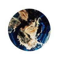 Space Round Epoxy Painting – Handmade Resin on Wood