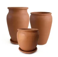 Plant Pot Vintage Trio 2 - 3 Same Brown Color