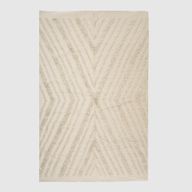 سجادة صوف أنيقة منسوجة يدويًا – تصميم خطوط دون باللون الأبيض العاجي