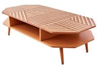 طاولة قهوة شبه مستطيلة - خشب جوز وكريز وقشرة أرو