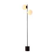 Modern Black Steel Floor Lamp With Marble Base and 2 Opal Globes - YL749