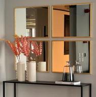 طقم مرايا حائط آسيا بإطار ذهبي - 4 قطع