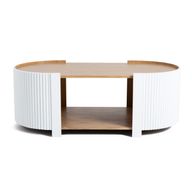 Meg Wooden Coffee Table – Natural Oak Veneer With White Lacquered Finish