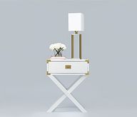 Corners of Brass Nightstand - 1 Drawer - White Color