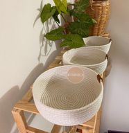 Set of 3 pieces of woven cotton plates