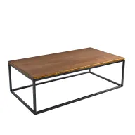 Hollow Rec Table With Wooden Top And Metal Rods