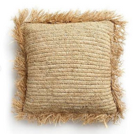 Raffia Cushion With Fringes