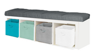 Cube Bench With Cushioned Seat and Storage Bins