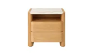 Safa Wooden Nightstand With Marble Top