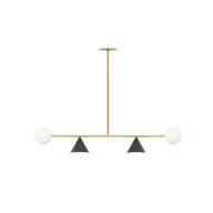 Modern Black & Gold Steel Ceiling Lamp With 4 Opal Globes - YL733