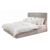 Aida Upholstered Bed with Sleek Headboard – Light Grey