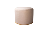 The Cloud Pouf - Upholstered In Off White Linen - Gold Base