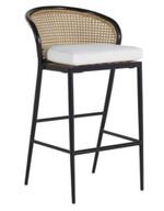 Willow Beech Wood Bar Stool With Cane Back and Cushioned Seat