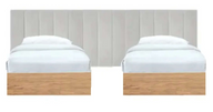 Extended Vertical Panel Headboard with 2 Single Beds