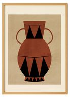 تصميم فازة بلون التيراكوتا والأسود – ديكور جداري بأسلوب ياباندي