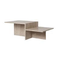 T Coffee Table - Travertine Marble - Geometric Design