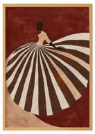 فن معاصر - طباعة رقمية مخططة باللون البني الداكن