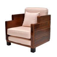 Gatsby Armchair In Beech Wood With Upholstered Back & Seat