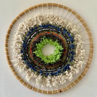 Mati Circle Handmade Wall Hanging in Green & White