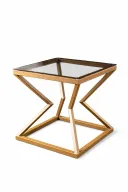 Hollow Pyramid Table - Gold Metal Base With Glass Top