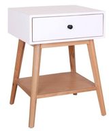 Slanted Night Table With Lower Shelf & Oak Base