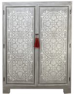 Elegant Wardrobe with Printed Design & Tassel Handles