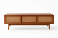 Elegant Trozo Wood TV Unit – Natural Finish and Cane Details
