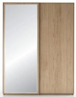 MDF Sliding Doors Wardrobe With One Full-Length Mirror and Oak Veneer Finish - 140 cm