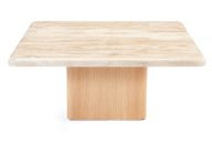 طاولة قهوة سيليست – قاعدة من خشب الأرو الطبيعي وسطح حجري أنيق