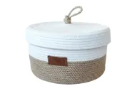Jodi Woven Jute basket with white lid